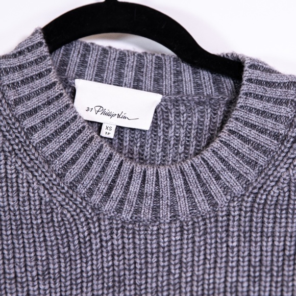 3.1 Phillip Lim Wool Mohair Blend Knit Stretch Crew Neck Boxy Pullover Sweater - Picture 2 of 4
